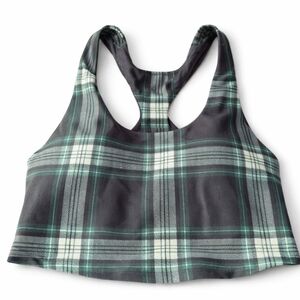 Gilly Hicks XS Plaid Racerback Sports Bra Green Black Low Medium Impact